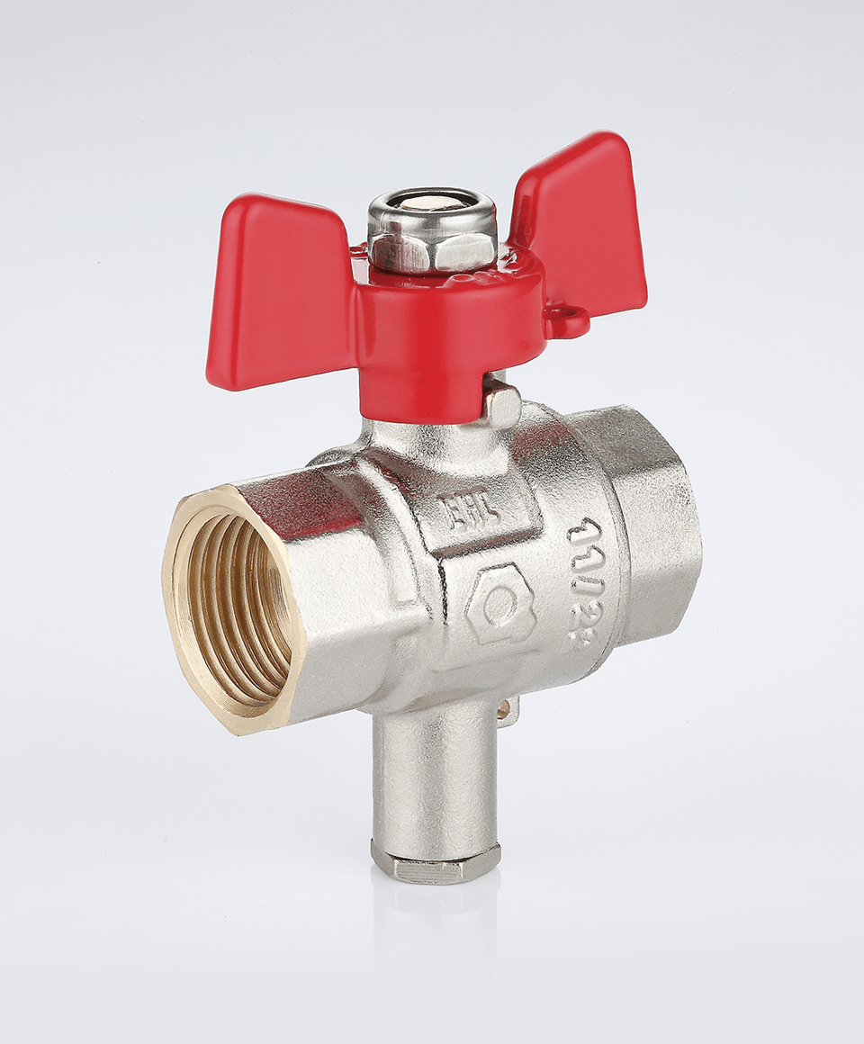 Ball valve with temperature sensor socket