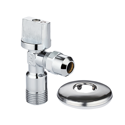 Under-sink angle ball valve with nut and washer