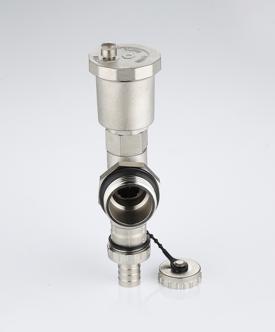 End unit with drain valve and automatic air vent valve