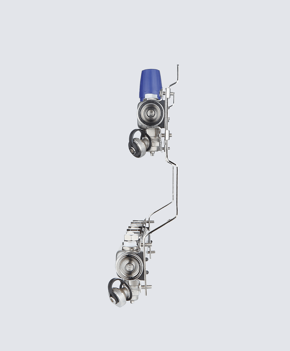 Manifold without flowmeters, with air vent and drain valve